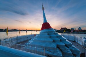 พวงหรีดวัดปรมัยยิกาวาสวรวิหาร อำเภอปากเกร็ด กรุงเทพมหานคร